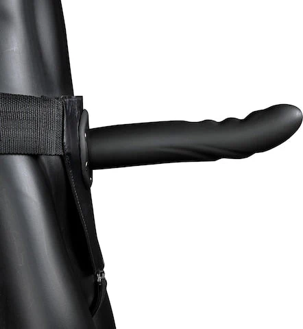 Ouch Textured Curved Hollow Strap On 8" Black - Image 2