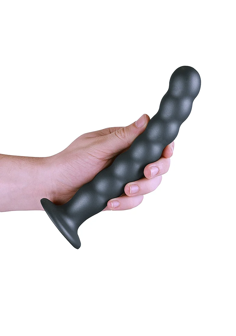 Ouch Beaded G-Spot Dildo 8'' Gun Metal - Image 2