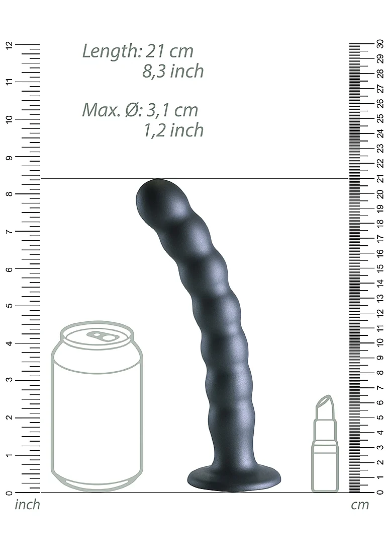 Ouch Beaded G-Spot Dildo 8'' Gun Metal - Image 6
