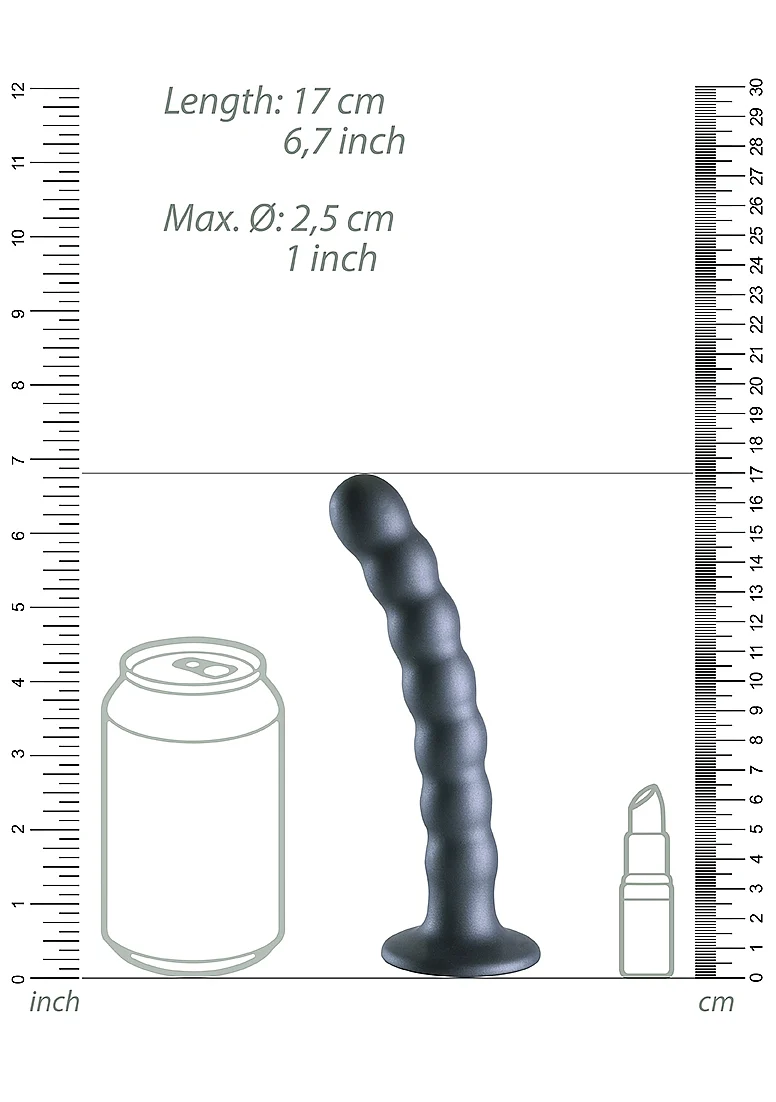 Ouch Beaded G-Spot Dildo 6.5" Gun Metal - Image 5