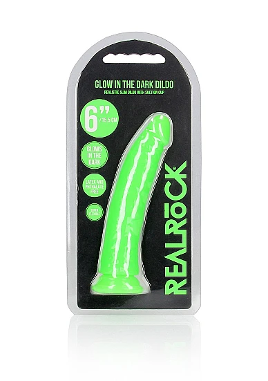 Realrock 6" Glow-N-Dark Dildo Green - Image 2