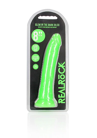 Realrock 8" Glow-N-Dark Dildo Green - Image 2