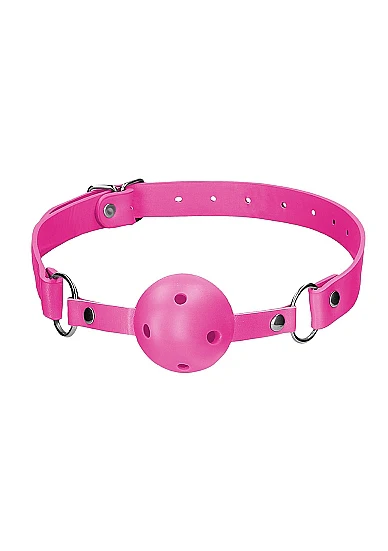 Ouch Ball Gag w Leather Straps Pink - Image 2