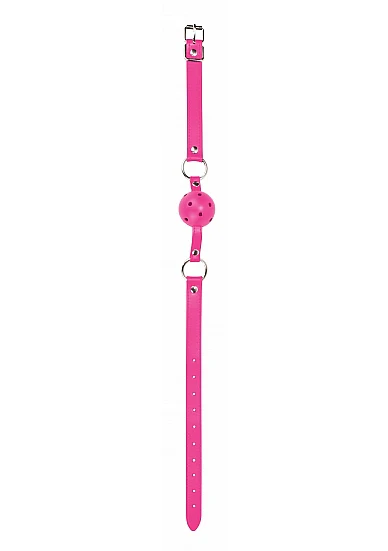 Ouch Ball Gag w Leather Straps Pink - Image 3