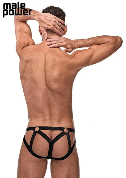 Male Power Black Matte Strappy Ring Jock Black L/XL - 352261 - Image 3