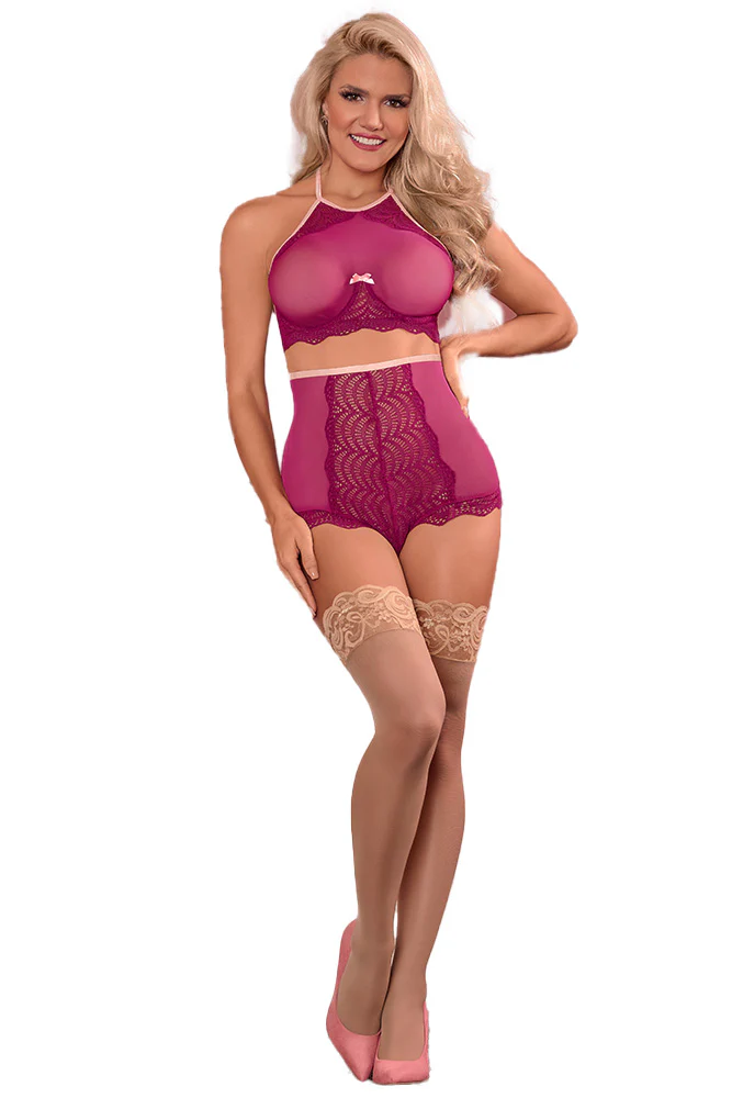 Exposed Bliss Bralette and Panty Set Cranberry L/XL M135 - Image 2