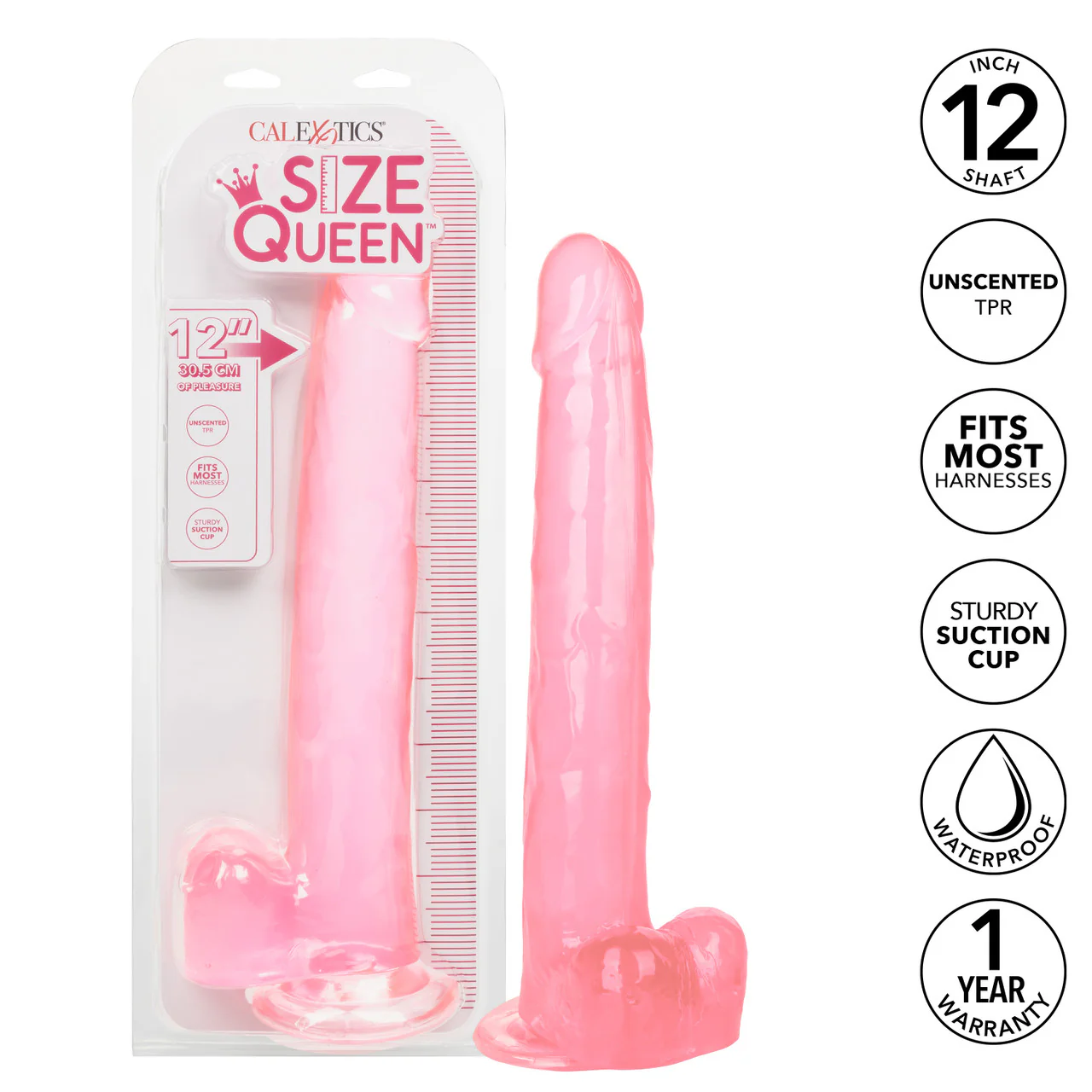 Cal Exotics Size Queen 12" Pink Dong w/ Balls - Image 2