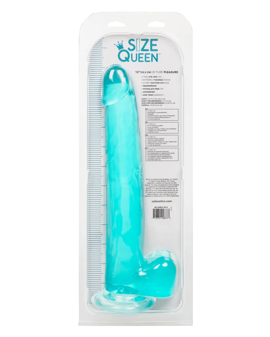 California Exotic Size Queen 12" Dong with Balls Blue/Green - Image 2