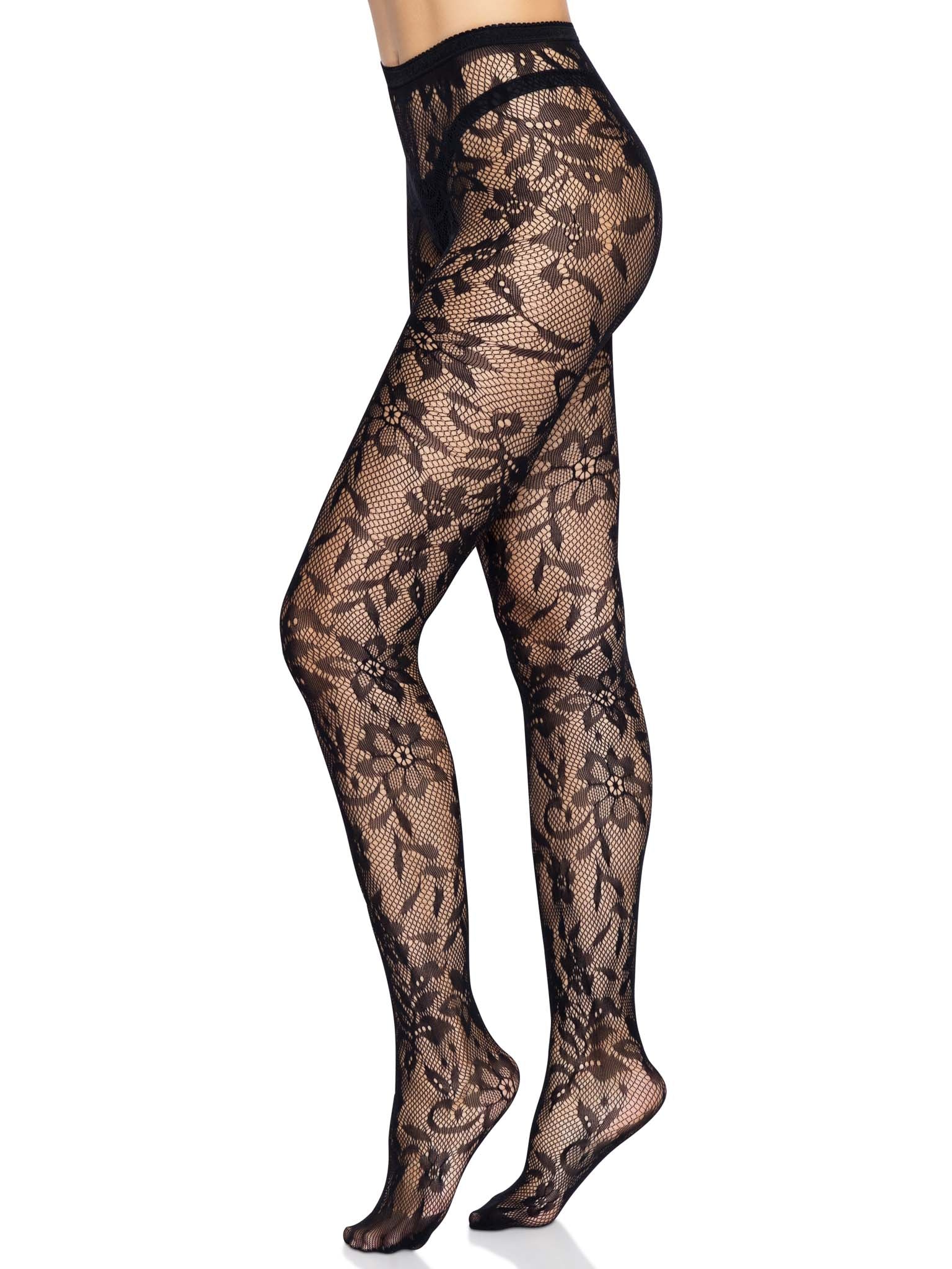 Leg Ave Chantilly Floral Lace Tights OS - 9727 - Image 2