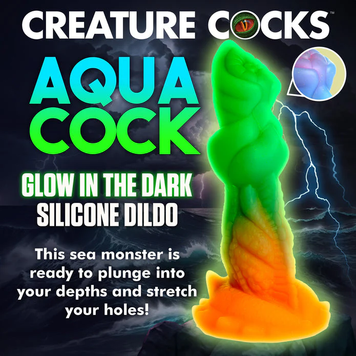 Creature Cocks Aqua-Cock 7.6" Glow-In-The-Dark Silicone Dildo - Image 11