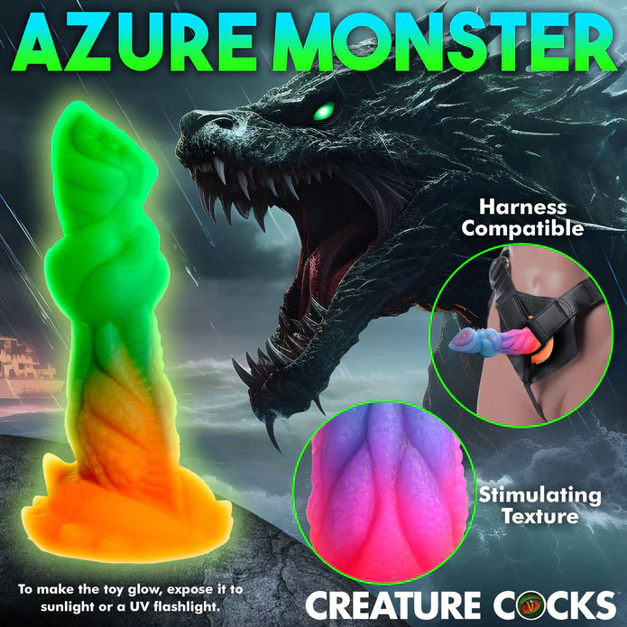 Creature Cocks Aqua-Cock 7.6" Glow-In-The-Dark Silicone Dildo - Image 6