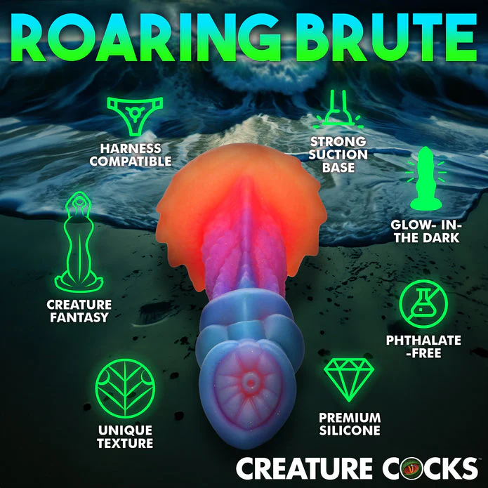 Creature Cocks Aqua-Cock 7.6" Glow-In-The-Dark Silicone Dildo - Image 7