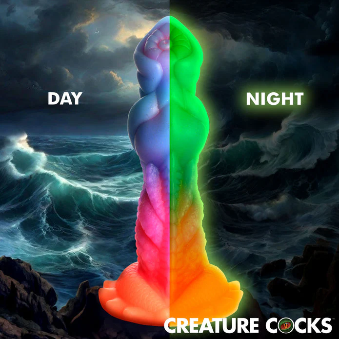 Creature Cocks Aqua-Cock 7.6" Glow-In-The-Dark Silicone Dildo - Image 8