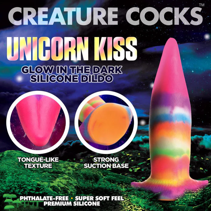 Creature Cocks Unicorn Kiss 8.4" Tongue Glow-In-The-Dark Silicone Dildo - Image 2