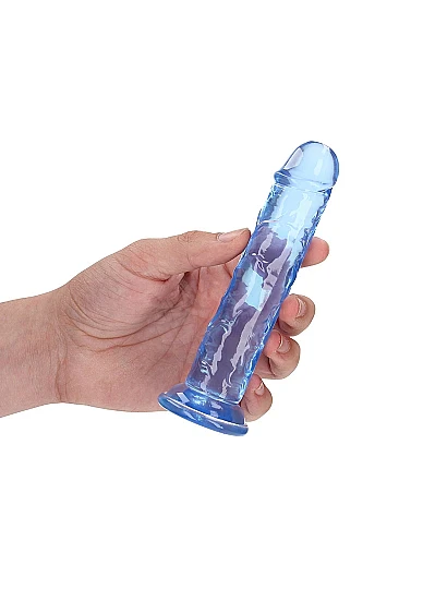 Realrock 6" Crystal Clear Dildo Blue - Image 2
