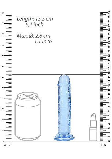 Realrock 6" Crystal Clear Dildo Blue - Image 4