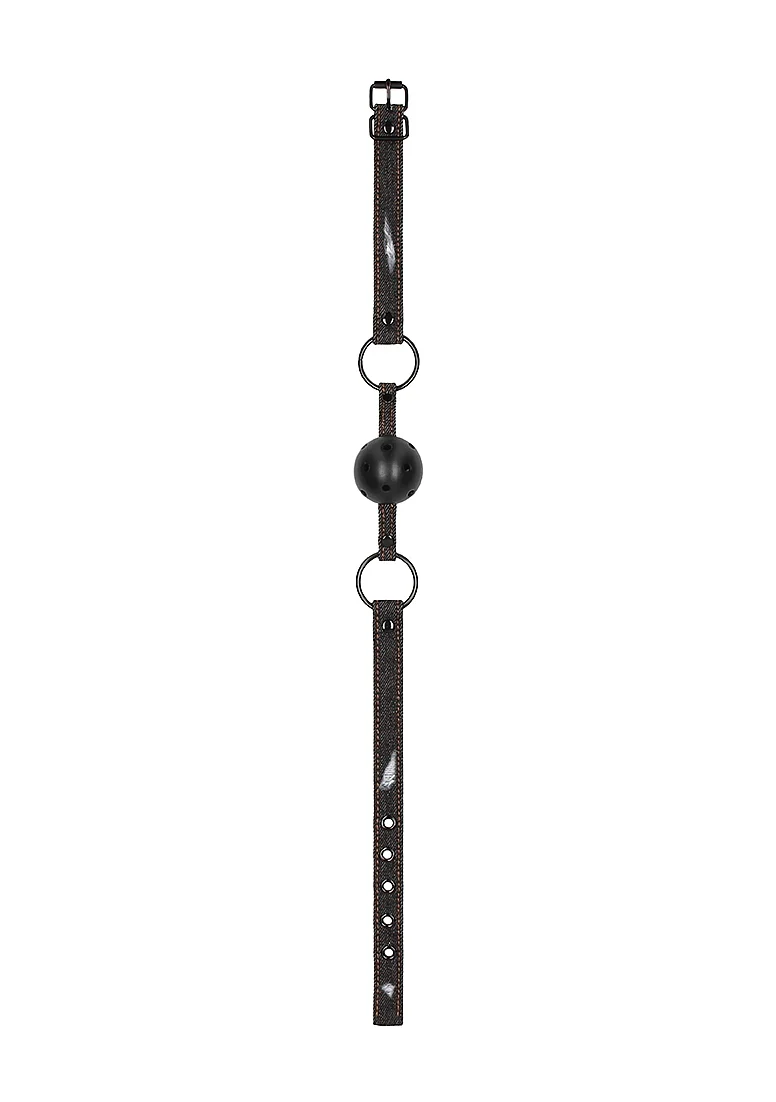 Ouch Denim Breathable Ball Gag Black - Image 4