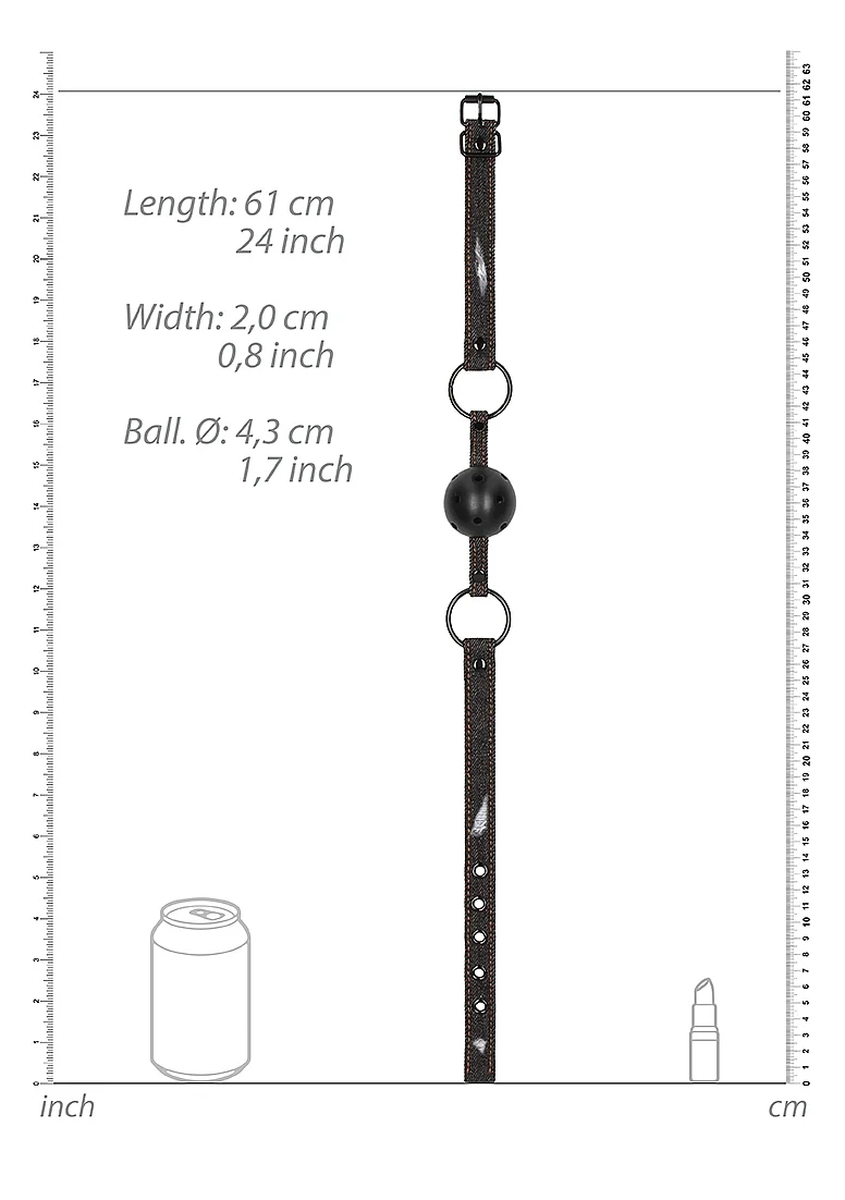 Ouch Denim Breathable Ball Gag Black - Image 5