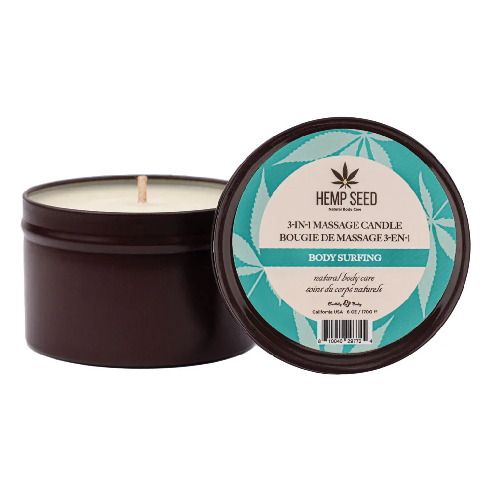 Earthly Body 3-in-1 Hemp Seed Body Surfing Massage Candle 6oz