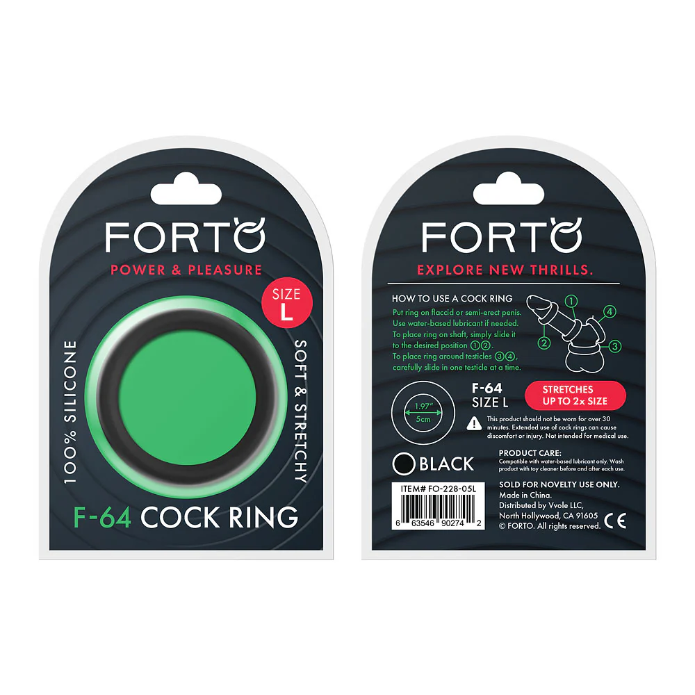 Forto F-64 Cock Ring Black Large