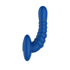 Forto Ribbed Pro Vibrating Anal Massager Blue - Image 3