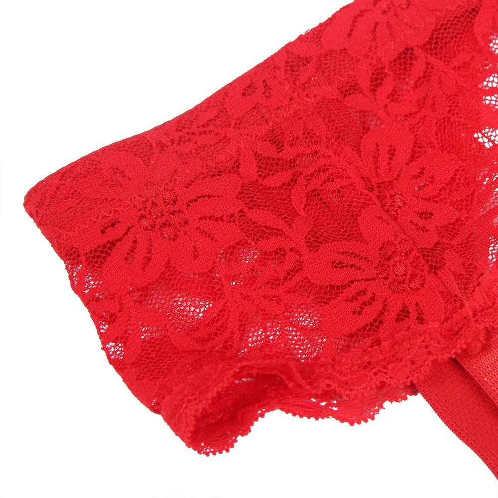 Lace Garter Panties P5201-3 Red M - Image 4