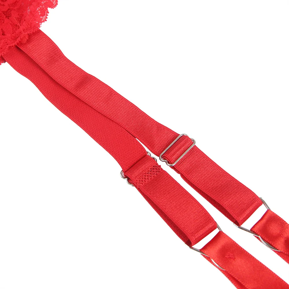 Lace Garter Panties P5201-3 Red M - Image 5