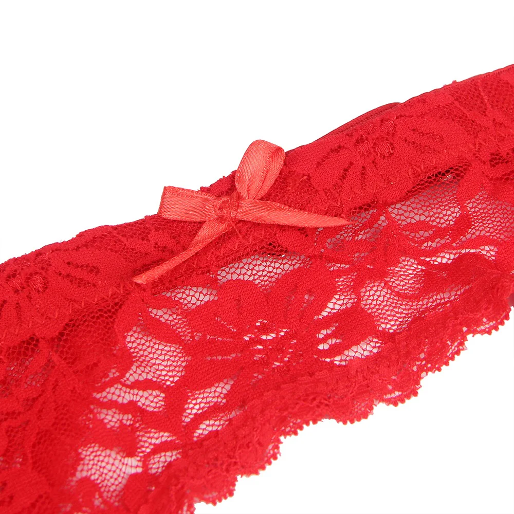 Lace Garter Panties P5201-3 Red M - Image 6