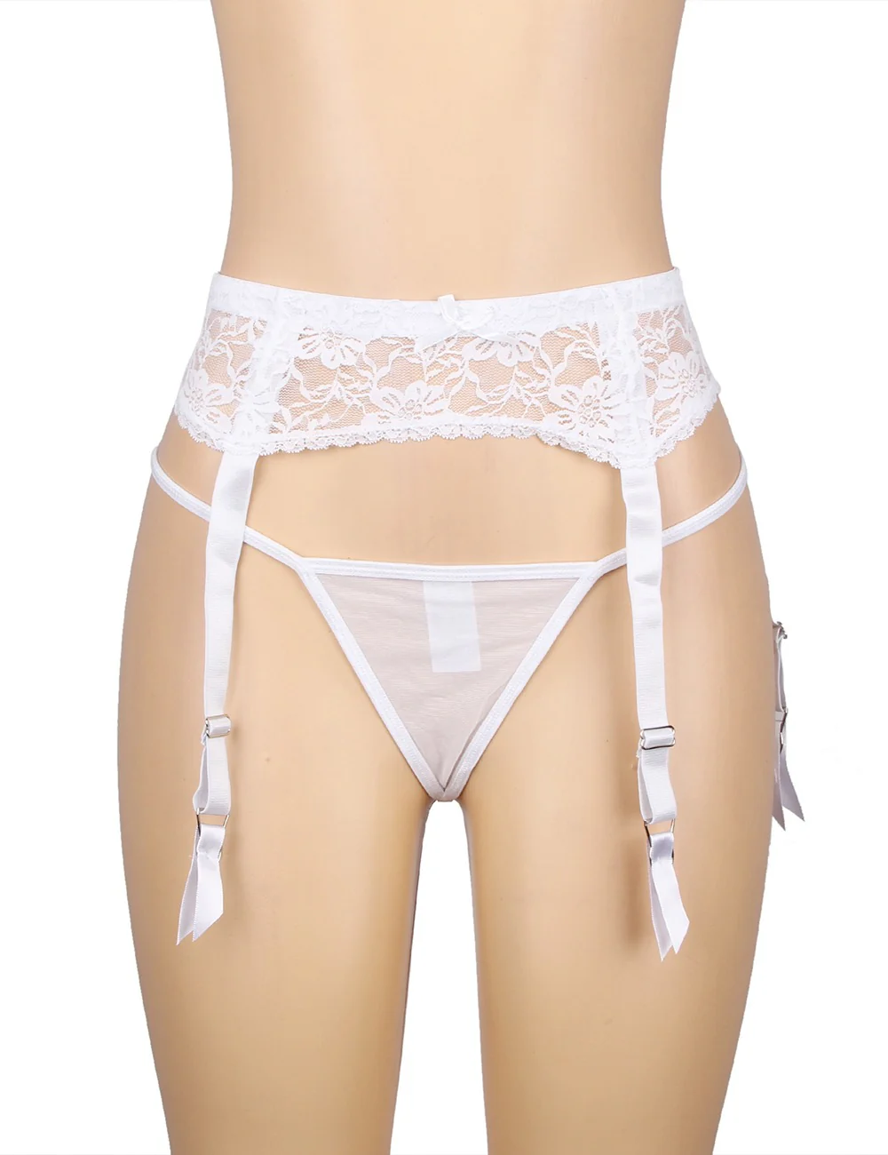 Lace Garter Panties P5201-2 White M - Image 10