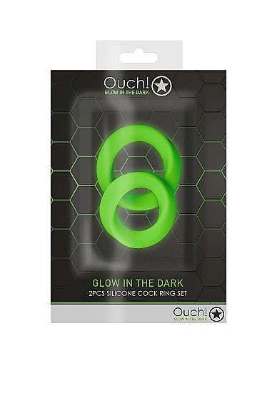Ouch Glow In The Dark - 2pc Silicone Cock Ring Set