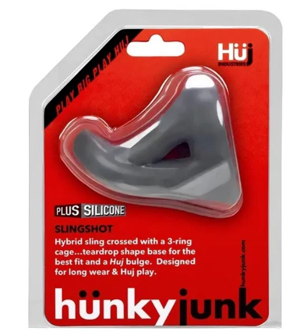 Hunky Junk Huj Slingshot Cock & Ball Ring Grey