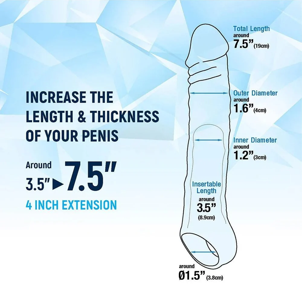 Ice Crystals Collection Length Enhancer Penis Extender Sleeve 7.5" - Image 4