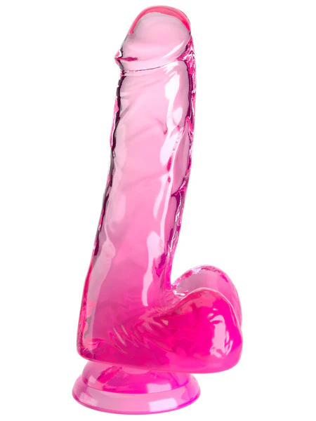 King Cock Clear Pink 6" with Balls - Image 2