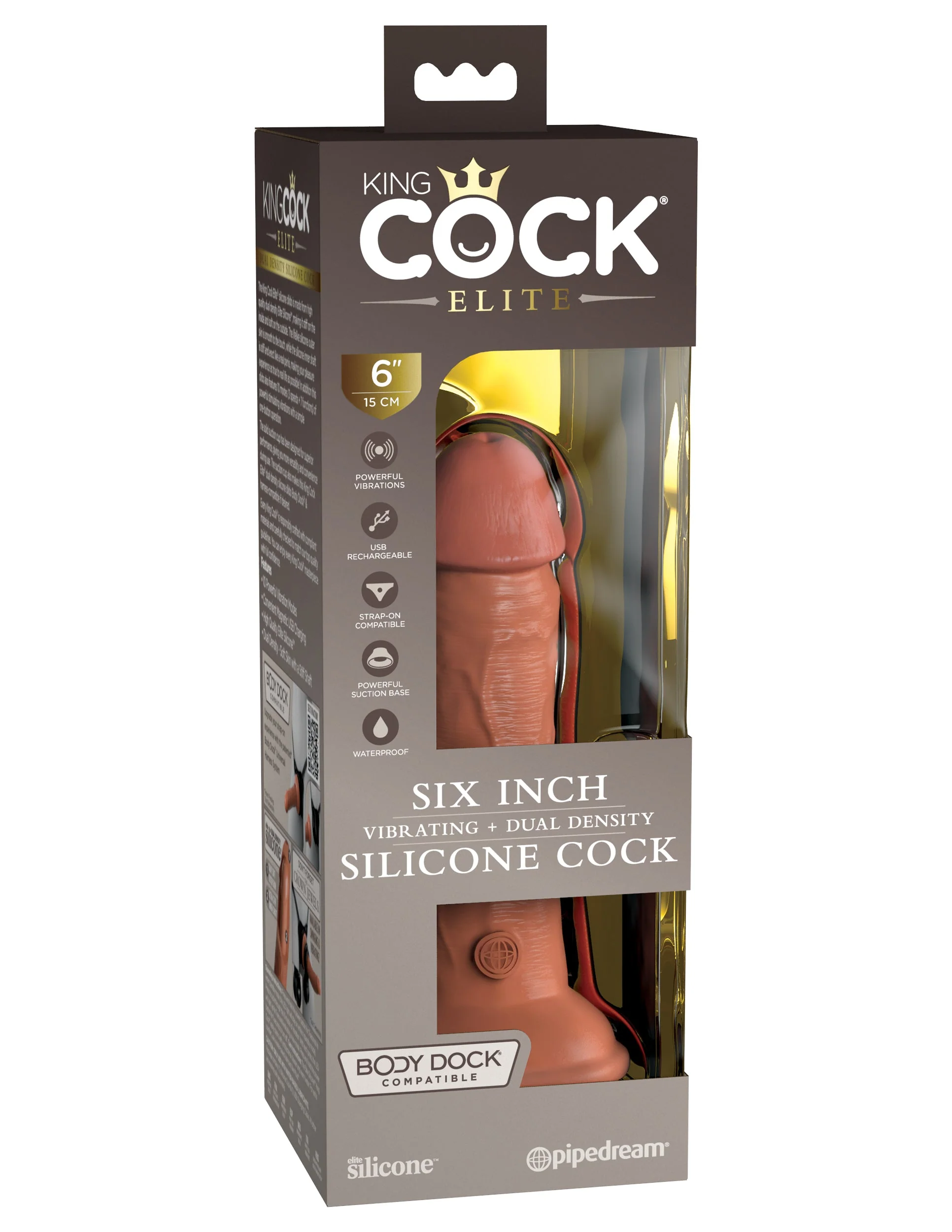 King Cock Elite 6" Vibrating Silicone Dual Density Cock