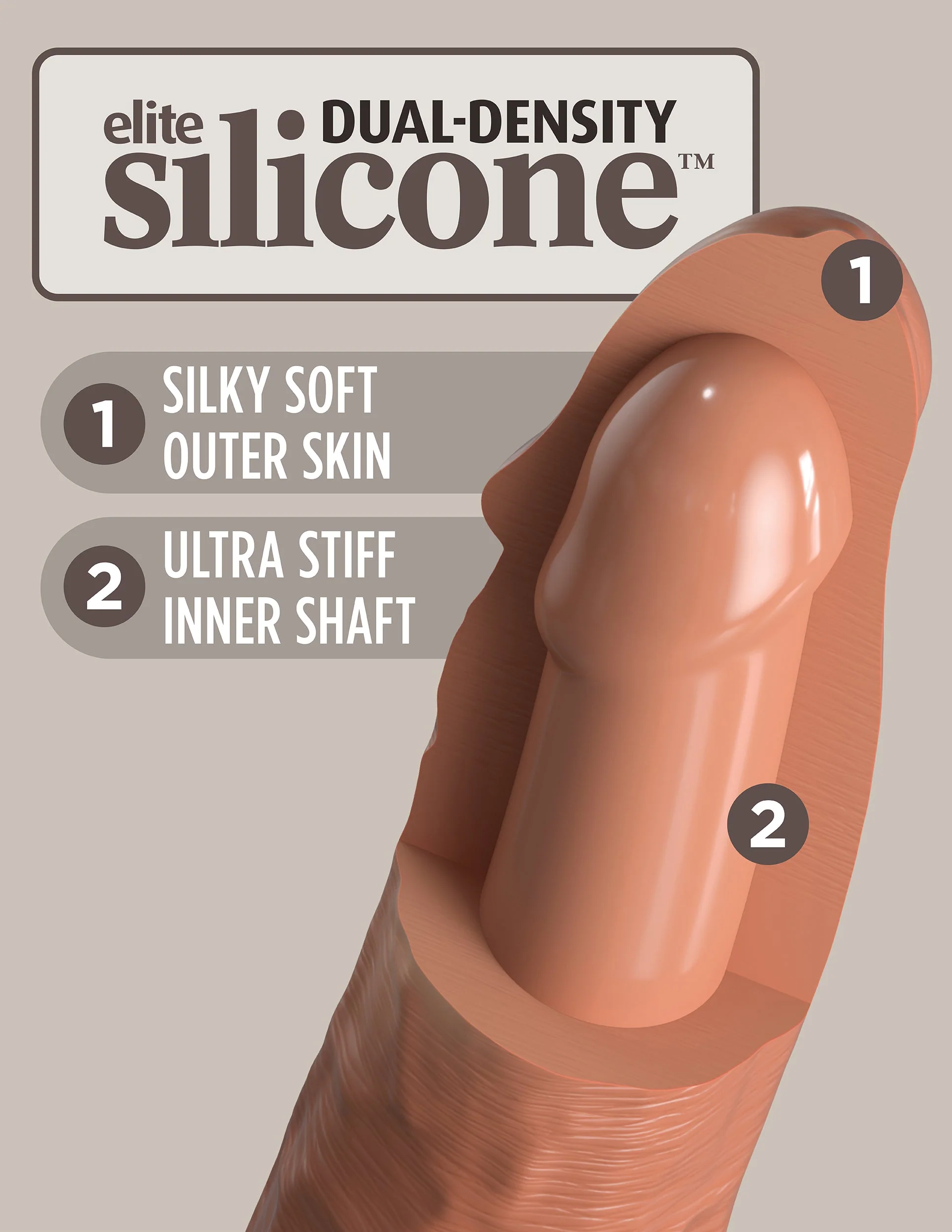 King Cock Elite 6" Vibrating Silicone Dual Density Cock - Image 6