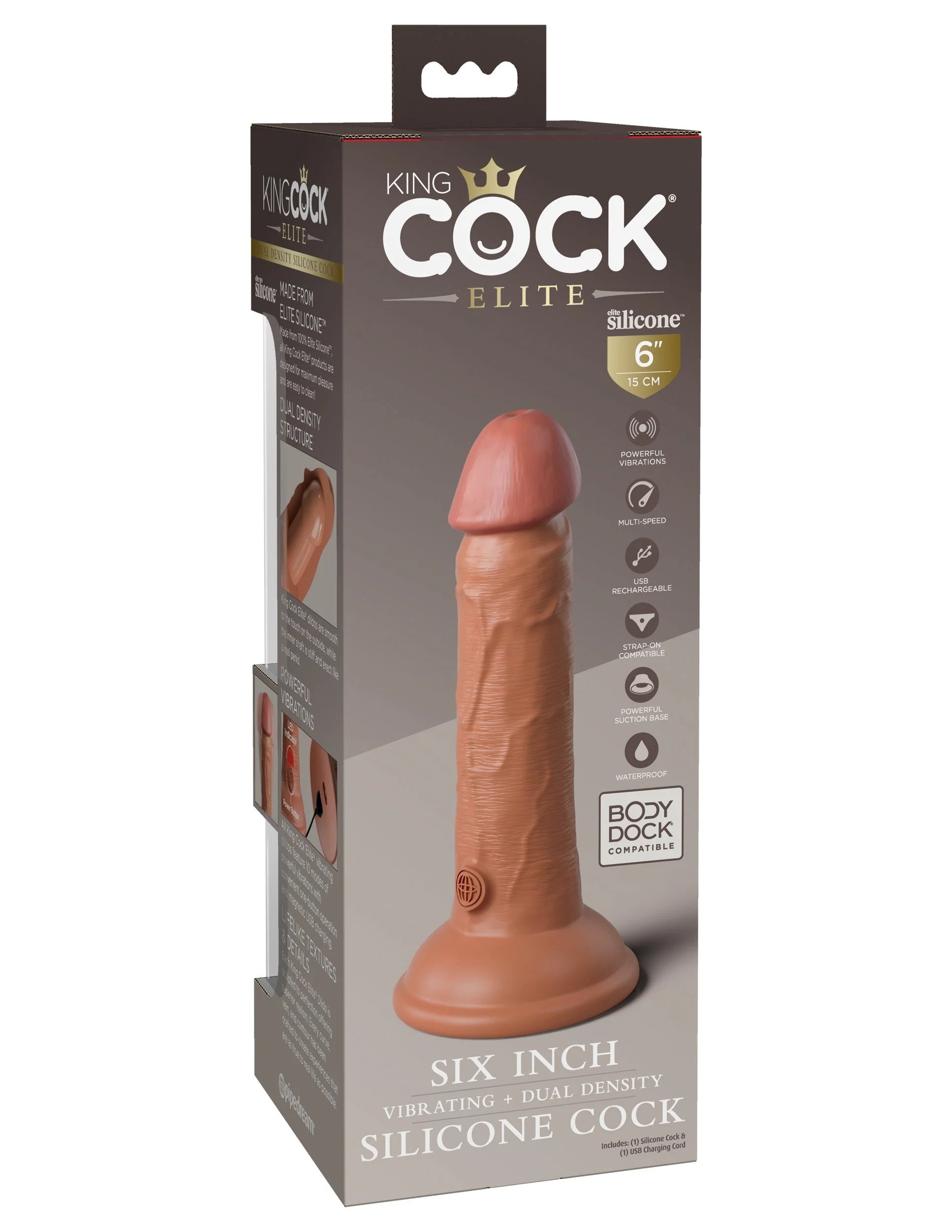 King Cock Elite 6" Vibrating Silicone Dual Density Cock - Image 8