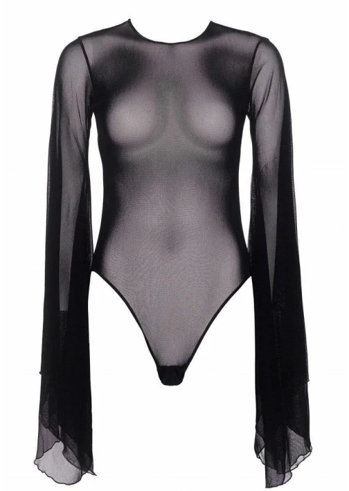 Leg Ave Mesh Bell Sleeve Bodysuit S/M - 89206 - Image 3