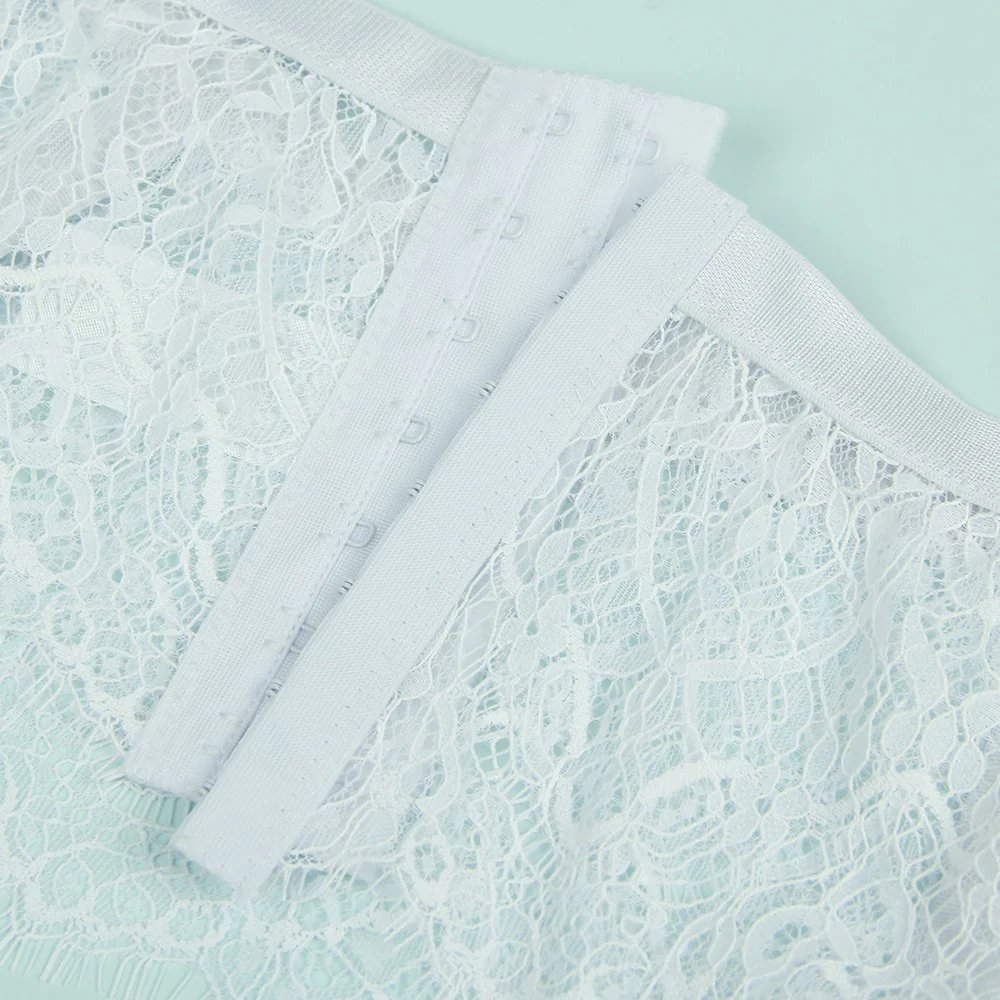 Eyelash Lace High Waist Garter Belt Panty Set P5206-2 White S/M - Image 12