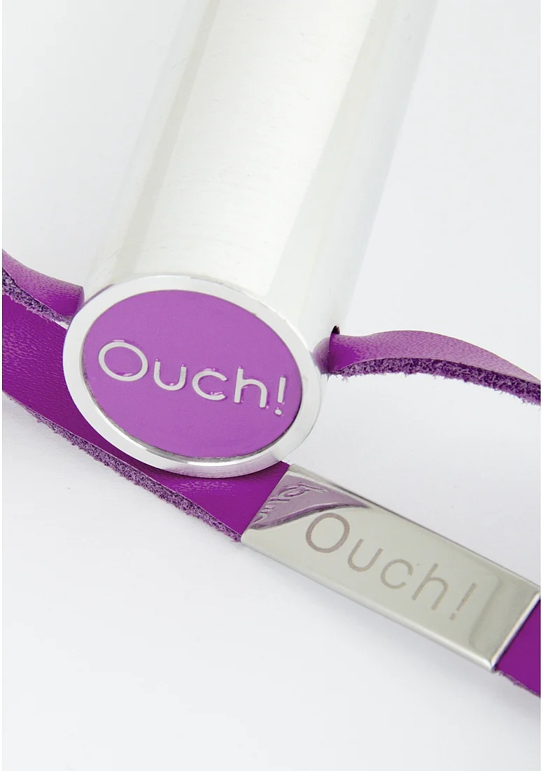 Ouch Leather Cross Tipped Crop Purple - Image 2