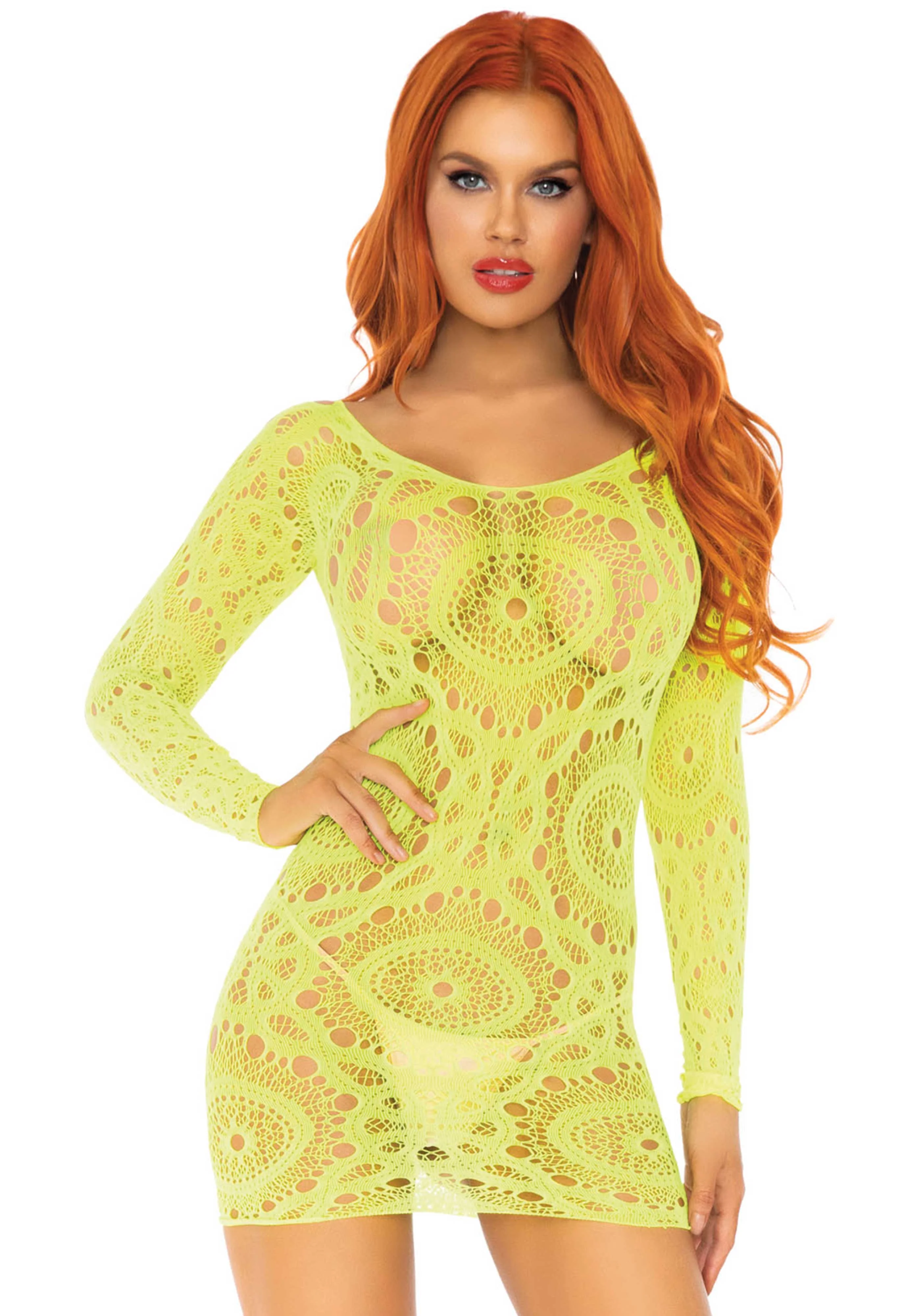 Leg Ave long Sleeve mini Dress Yellow O/S - 86794