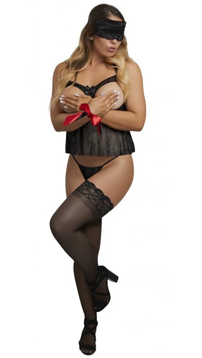 Exposed Love & Bondage Crotchless Babydoll Set S/M L497