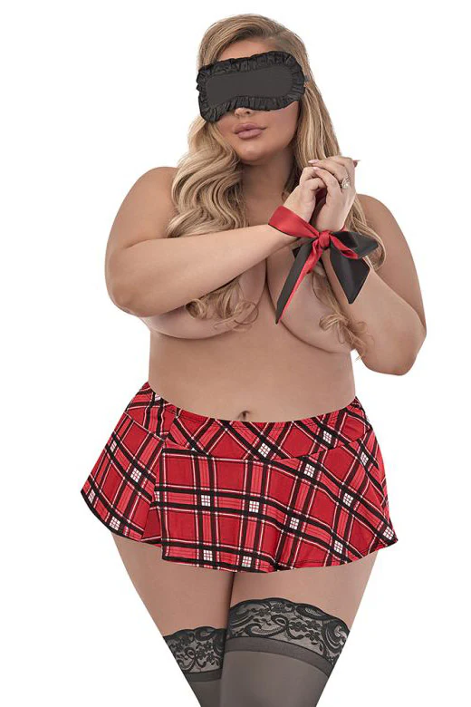 Exposed Love & Bondage Schoolgirl Skirt Red Kit 2XL L306 - Image 4