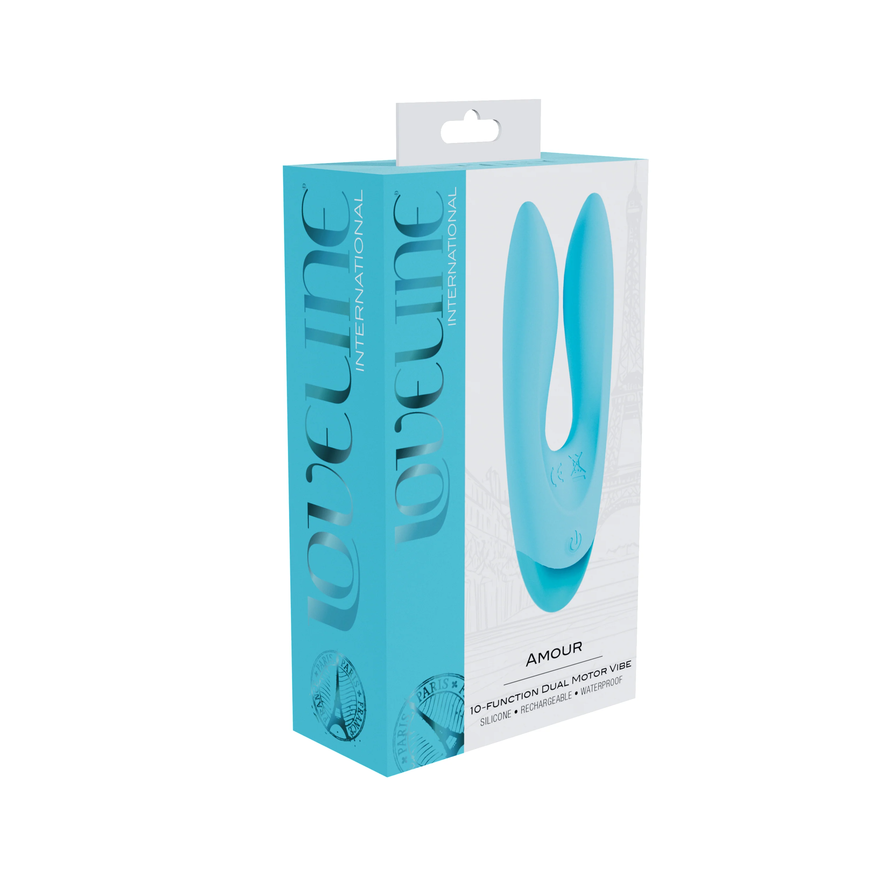 Loveline Amour 10 function Dual Motor Vibe Silicone Rechargeable Waterproof - Blue - Image 2