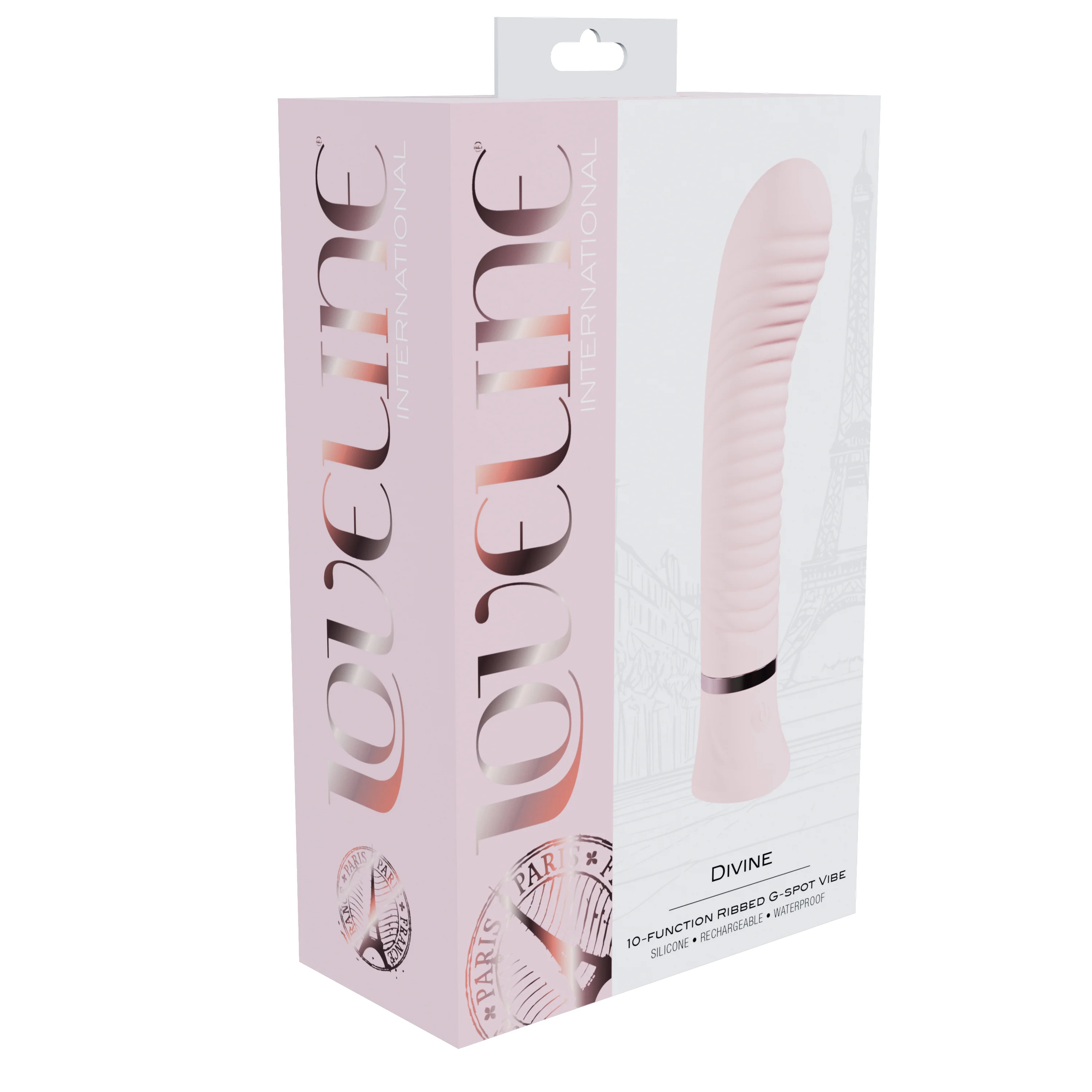 Loveline Divine 10 function Ribbed G-spot Vibe Silicone Rechargeable Waterproof - Pink - Image 2