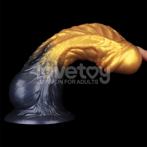 Lovetoy AEROSX Pump Up The Pleasure Dual Density Silicone Inflatable Dildo Gold 8" - Image 4
