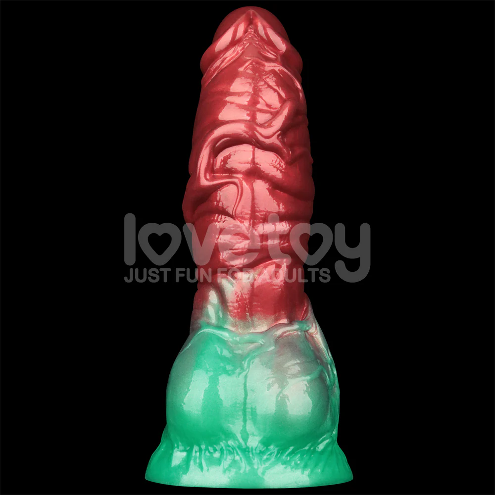Lovetoy AEROSX Pump Up The Pleasure Dual Density Silicone Inflatable Dildo Red/Green 7.5" - Image 5