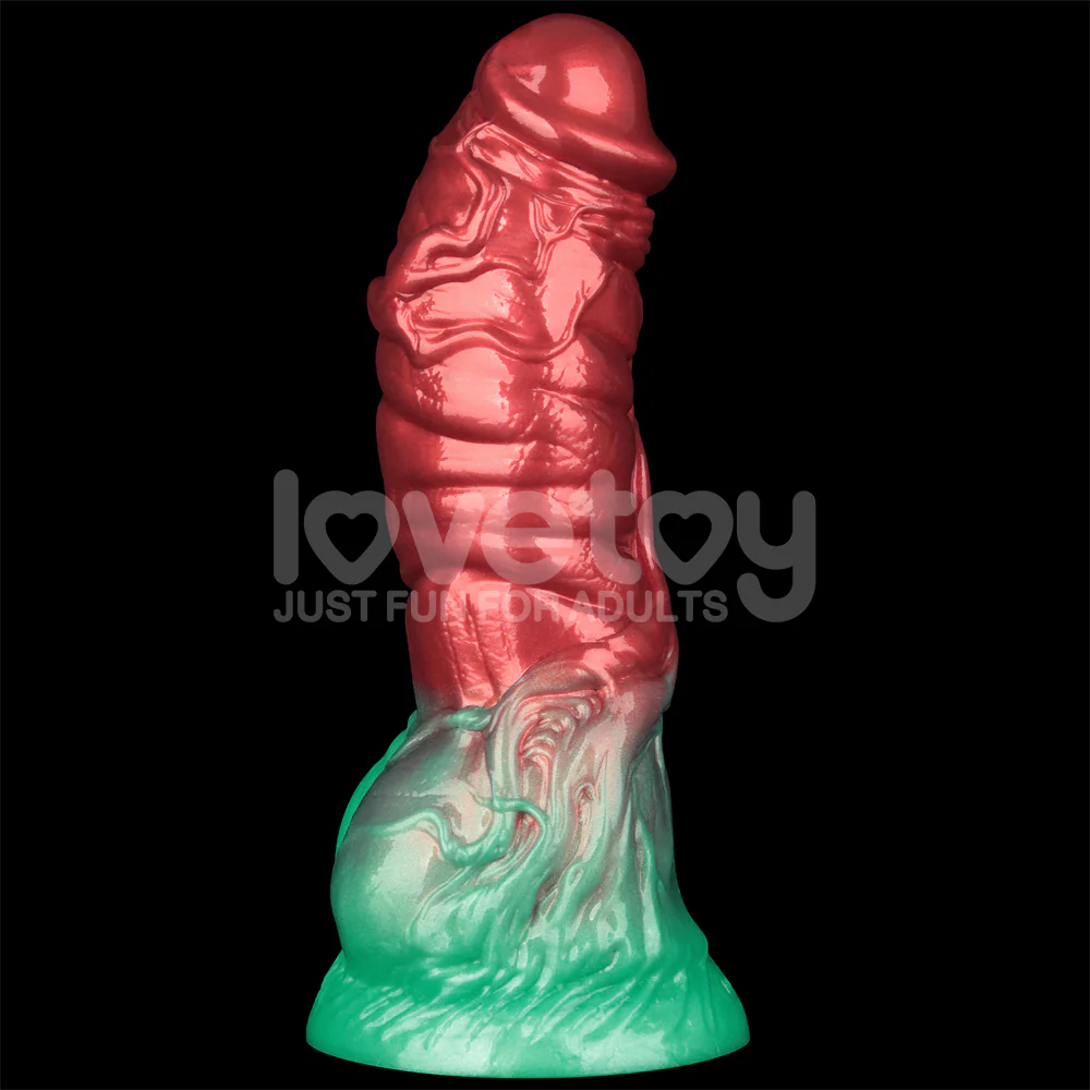 Lovetoy AEROSX Pump Up The Pleasure Dual Density Silicone Inflatable Dildo Red/Green 7.5" - Image 6