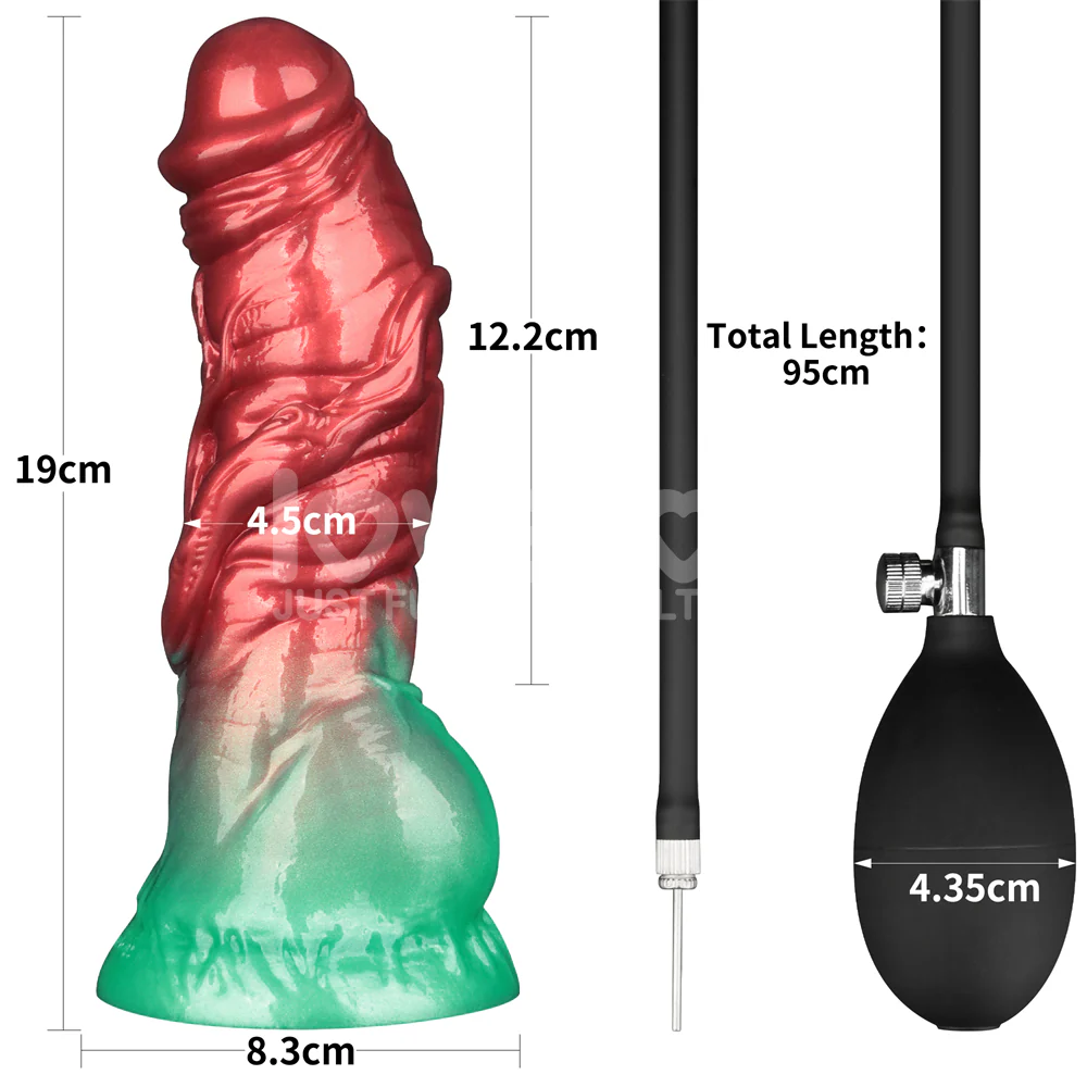 Lovetoy AEROSX Pump Up The Pleasure Dual Density Silicone Inflatable Dildo Red/Green 7.5" - Image 9
