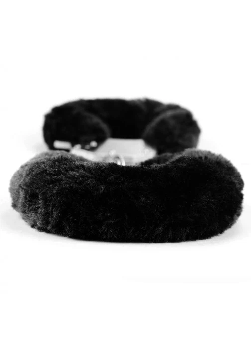 Lovetoy Fetish Pleasure Fluffy Hand Cuffs - Black - Image 4