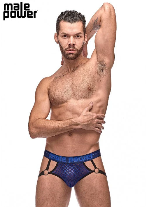 Male Power Diamond Mesh Jock Ring Navy S/M - 398264
